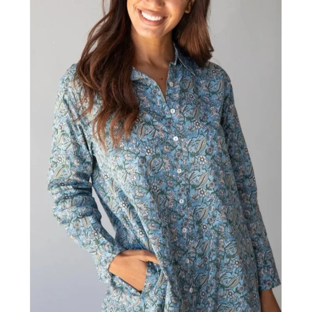 NWT Natural Life Drew Floral Maxi Boho Shirt Dress LS Button-Up Modest XS / S - Picture 4 of 16